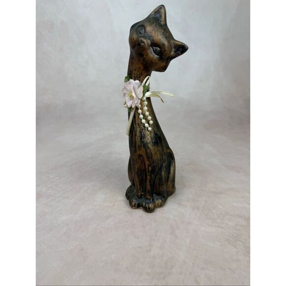 Vintage Siamese Cat Figurine Long Neck 1970s Mod MCM Ceramic - Picture 3 of 8